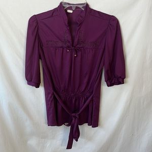 Vintage 70’s purple tie waist blouse
